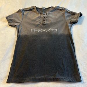 Modous 2 tone gray short sleeve t-shirt with buttons at the collar size S cotton